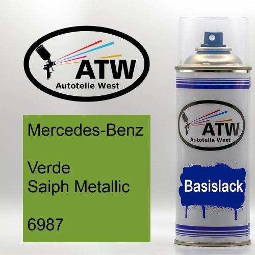 Mercedes-Benz, Verde Saiph Metallic, 6987: 400ml Sprühdose, von ATW Autoteile West.